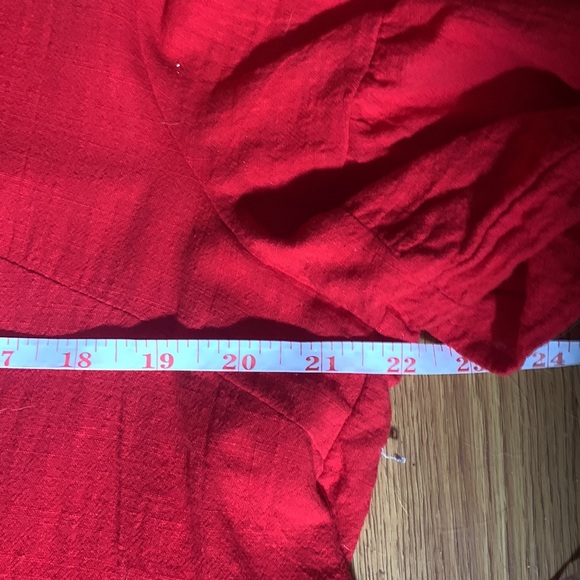 Red Flowey Peplum Sleeve Midi Dress WITH POCKETS - Picture 13 of 15